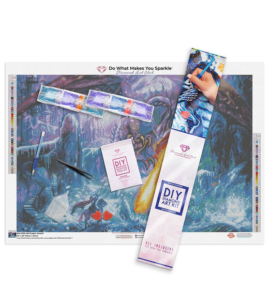 Diamond Art Club 30" x 20" Dragon Attack Painting Kit, , hi-res, image 3