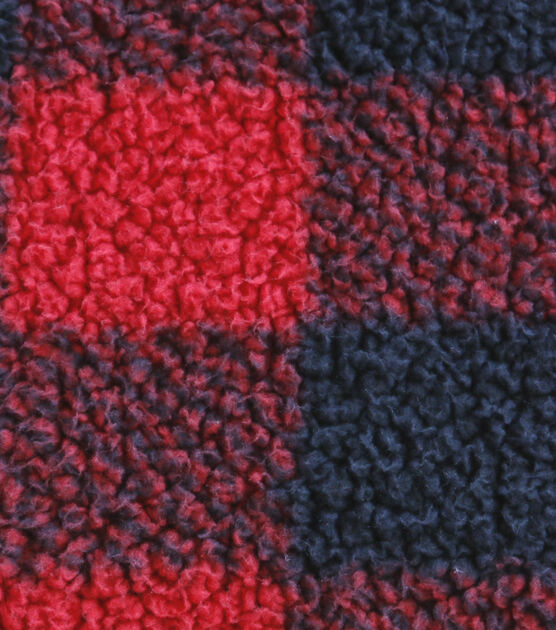 Red & Black Buffalo Checks Sherpa Fabric, , hi-res, image 3