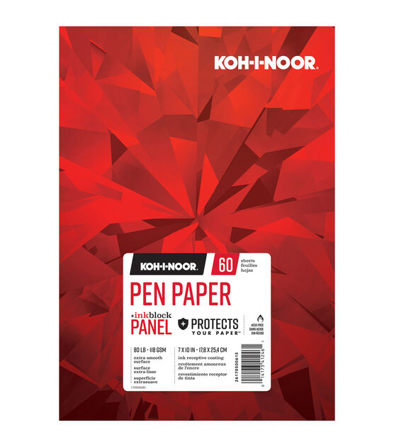 KOH I NOOR 60 sheet 7''x10'' Pen Paper Pad with Inkblock Panel