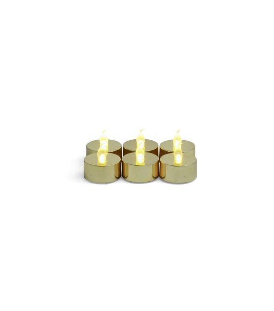 6pk Metallic Gold Tealights by Hudson 43, , hi-res, image 2
