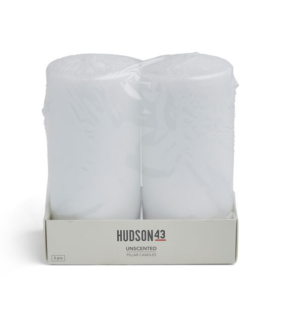 3" x 6" White Unscented Pillar Candles 2pk by Hudson 43