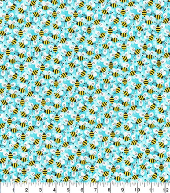 Fabric Traditions Packed Bees Aqua Novelty Cotton Fabric, , hi-res, image 2