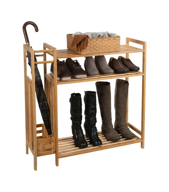 Organize It All 31.5" Bamboo Shoe Rack With Umbrella Stand, , hi-res, image 6