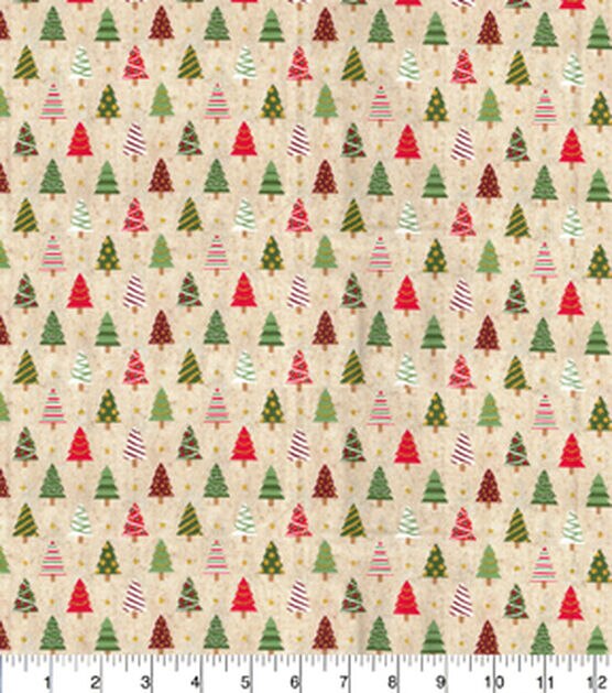 Fabric Traditions Trees on Cream Christmas Cotton Fabric, , hi-res, image 2
