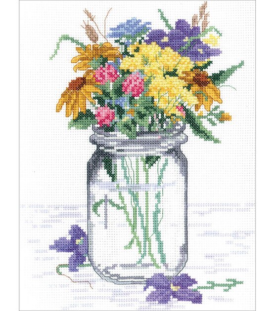Janlynn 8" x 10" Wildflowers in a Jar Counted Cross Stitch Kit, , hi-res, image 2