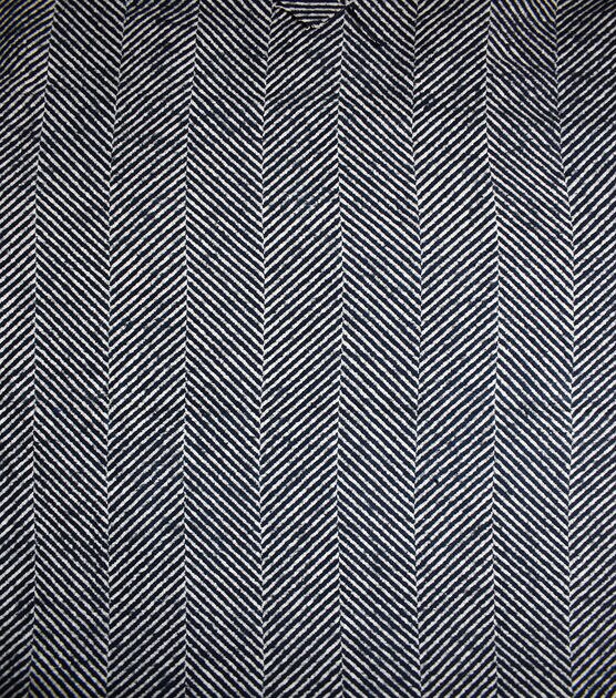 Black & Cream Large Herringbone Heavy Shirting Fabric, , hi-res, image 6