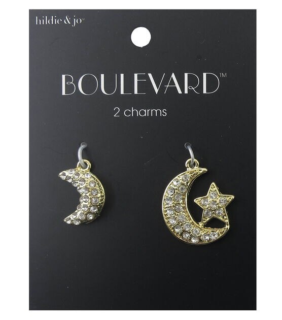 hildie & jo Boulevard 2 Pack Moon & Moon with Star Gold Charms
