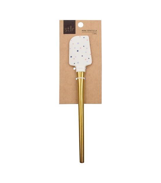 9" White Silicone Spatula With Gold Handle by STIR, , hi-res, image 3