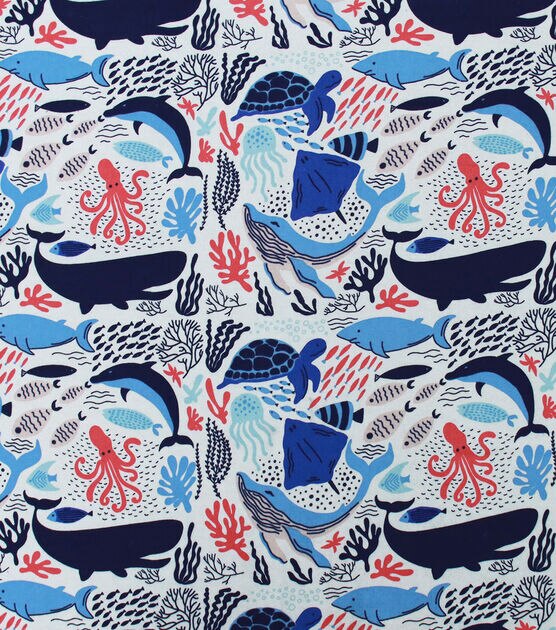 Bright Sea Life Super Snuggle Flannel Fabric, , hi-res, image 1
