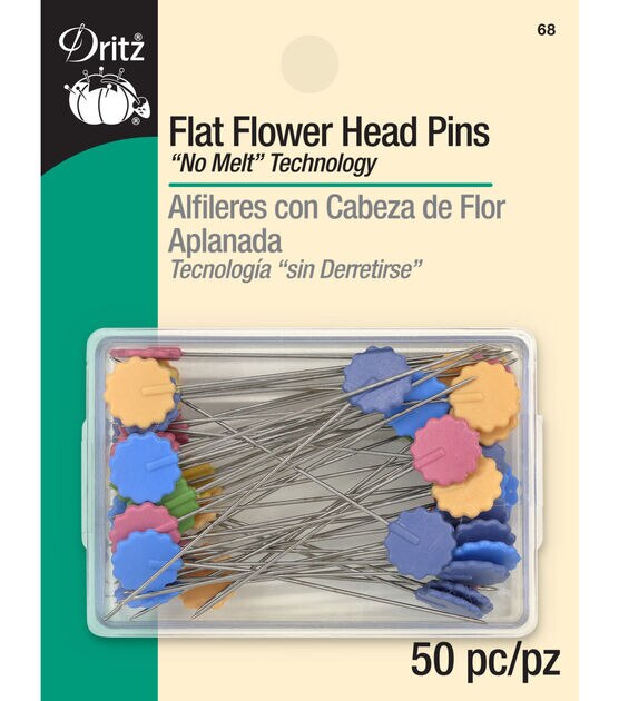 Dritz Flat Flower Head Pins, Assorted, 50 pc, , hi-res, image 1