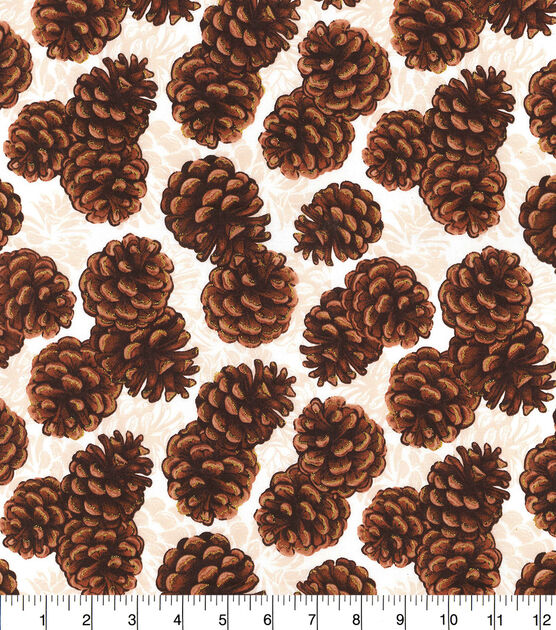 Fabric Traditions Pinecones Christmas Glitter Cotton Fabric