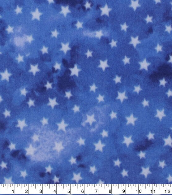 Stars on Blue Tie Dye Anti Pill Fleece Fabric, , hi-res, image 1