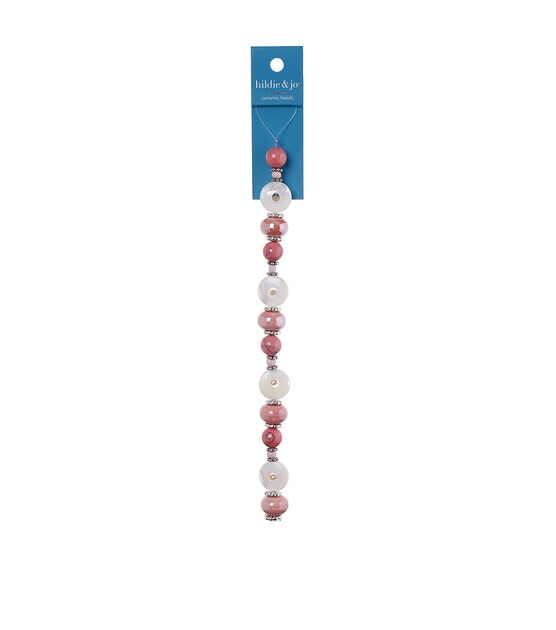 7" Blush Pink & White Ceramic Strung Beads by hildie & jo