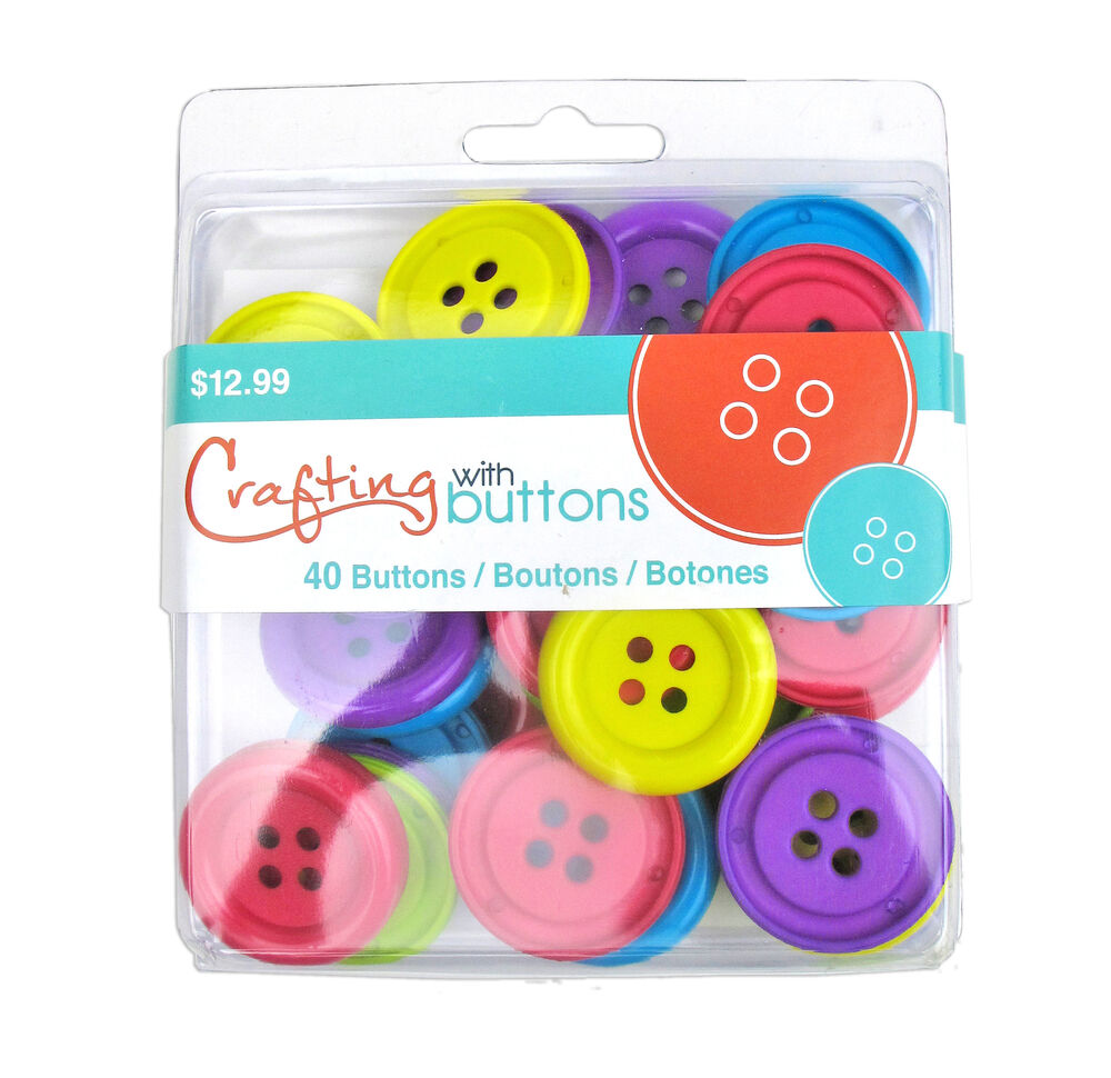 Favorite Findings 1 3/8" Primary Round 4 Hole Buttons 40ct, Brights, swatch
