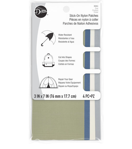 Dritz Nylon Stick-On Patches, 3" x 7", Assorted, 4 pc