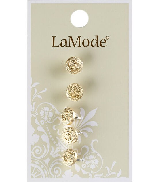 La Mode 5/16" Matte Gold Anchor Buttons 5pk