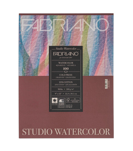 Fabriano Studio Cold Press Watercolor Paper 9" x 12", , hi-res, image 1