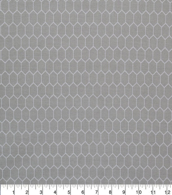 White Honeycomb on Gray Quilt Cotton Fabric by Quilter's Showcase