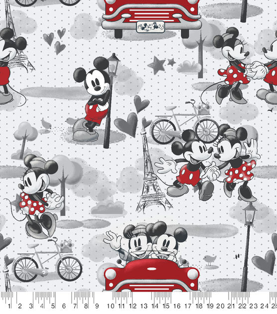Disney Mickey & Minnie Fleece Fabric Vintage Romance