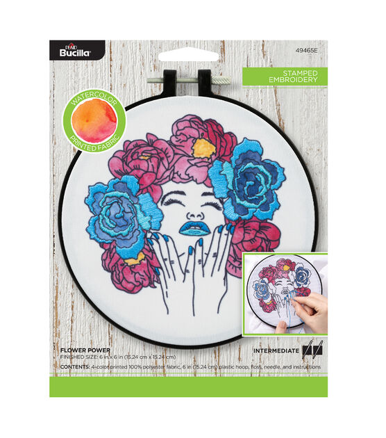 Bucilla 6 Flower Power Stamped Embroidery Kit
