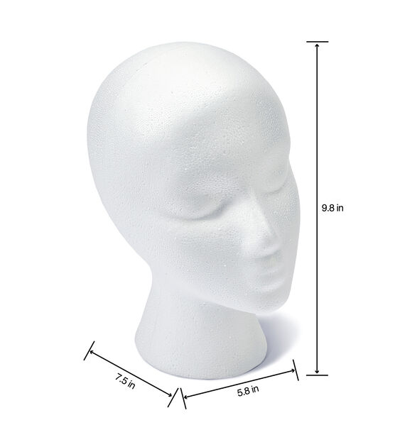 Marianna Styrofoam Head With Face, Styrofoam Heads