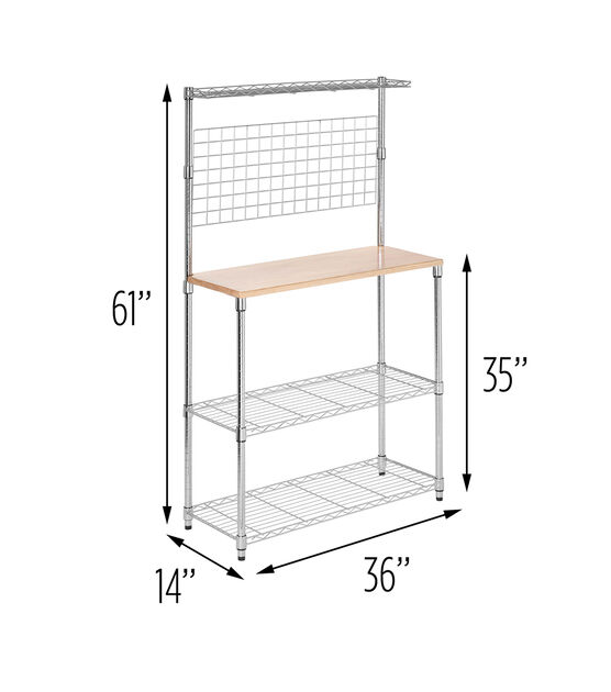 Honey Can Do 36" x 61" Chrome 4 Tier Baker's Rack With Grid Storage, , hi-res, image 4