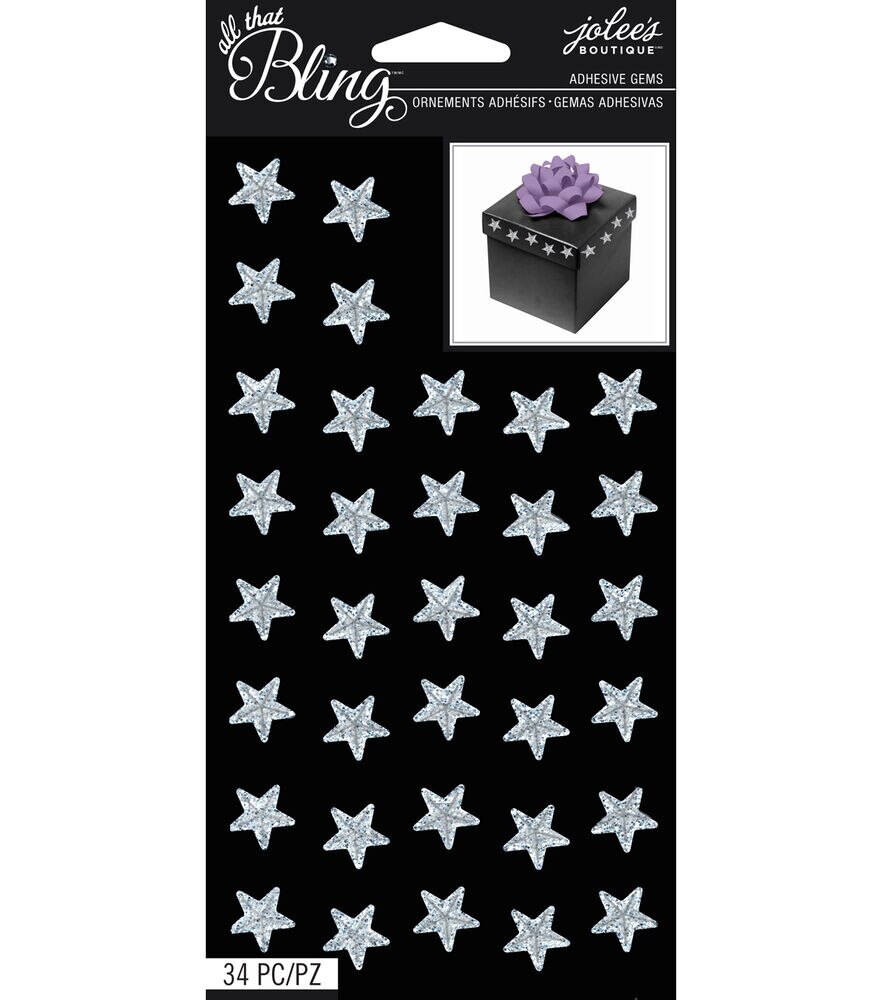 All That Bling - Jolee's Boutique - Sparkle Star Gems Bling, Silver, swatch
