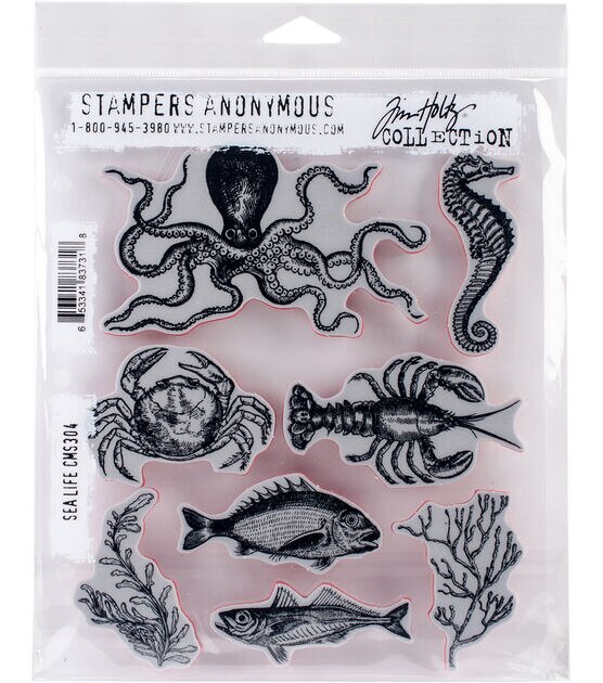 Tim Holtz Cling Stamps 7"X8.5" Sea Life