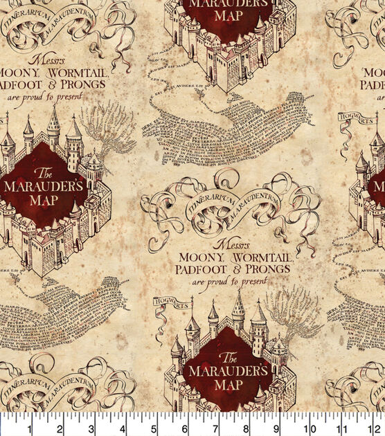 Harry Potter Quilt Cotton Fabric 44" Marauders Map