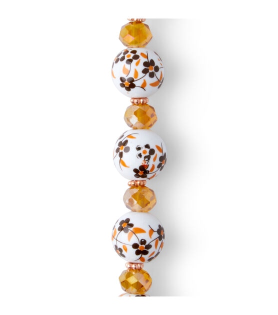 7" Brown Flowers Ceramic Strung Beads by hildie & jo, , hi-res, image 3