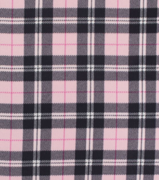Cute Pink Plaid Blizzard Fleece Fabric, , hi-res, image 2