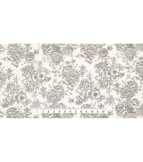 Large Floral Gray 108" Wide Flannel Fabric, , hi-res, image 4