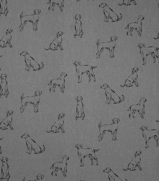 Grey Dogs Cotton Canvas Home Decor Fabric
