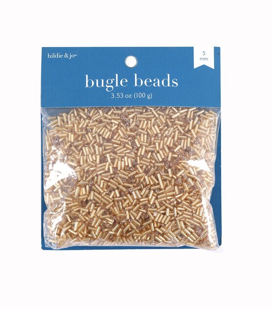 5mm Gold Glass Bugle Beads by hildie & jo