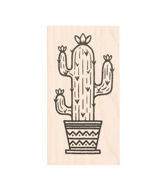 American Crafts Wooden Stamp Cactus