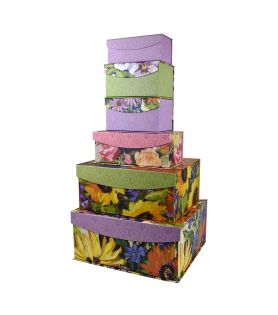 8" Purple Floral Fliptop Box, , hi-res, image 3