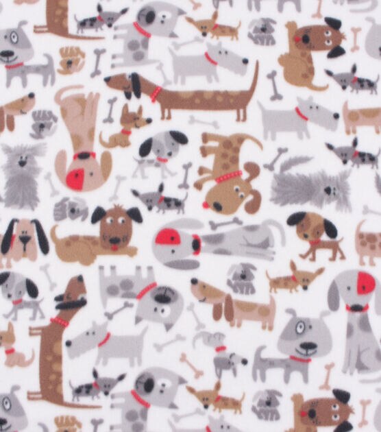 Blizzard Fleece Fabric Tan Multi Dogs, , hi-res, image 2