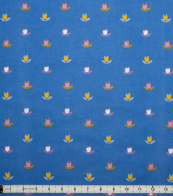 Happy Tiny Floral Blue Super Snuggle Flannel Fabric, , hi-res, image 1