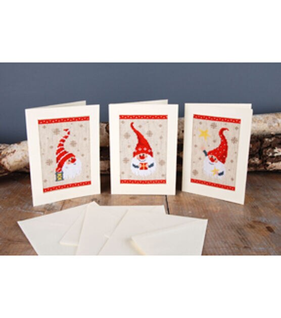 Vervaco 4" x 6" Christmas Gnomes Greeting Card Cross Stitch Kit 3ct, , hi-res, image 6