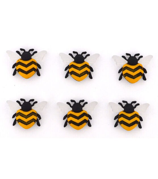 Dress It Up 6pk Nature Bee Happy Shank Buttons