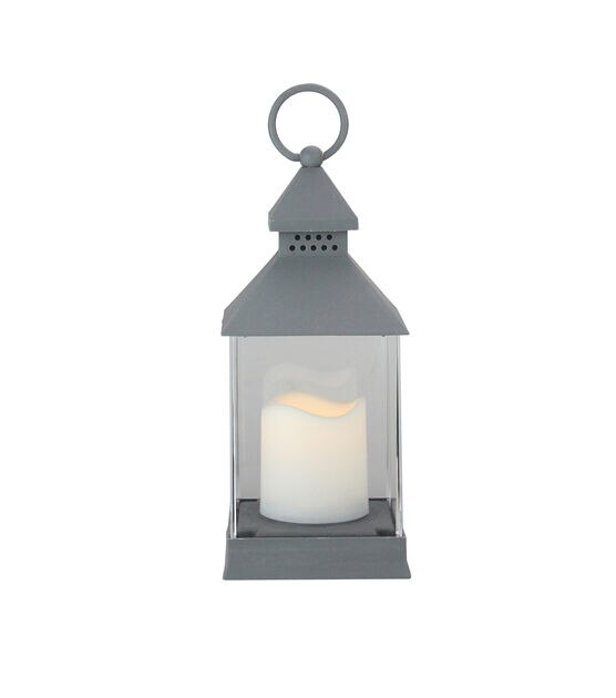 Northlight 9.5" Gray Candle Lantern with Flameless LED Candle