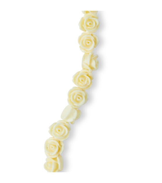 7" Cream Resin Carved Rose Bead Strand by hildie & jo, , hi-res, image 3