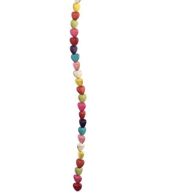 7" Multicolor Howlite Stone Heart Strung Beads by hildie & jo, , hi-res, image 3