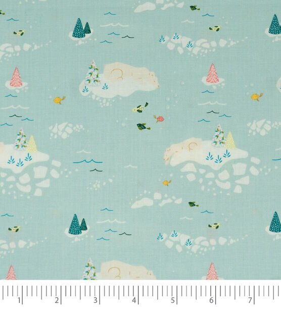 Singer Clouds on Blue Christmas Cotton Fabric