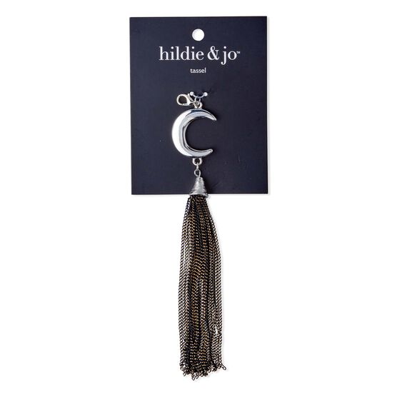 5" Silver Moon & Tassel Chain Pendant by hildie & jo