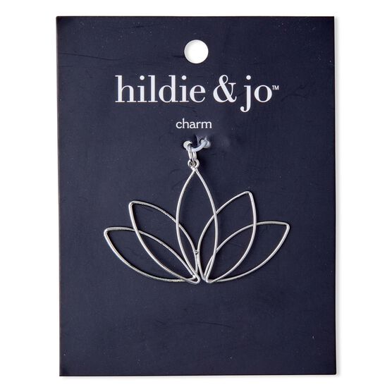 2" x 12" Silver Metal Open Lotus Flower Pendant by hildie & jo