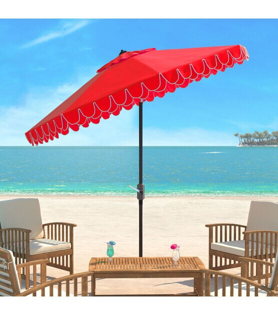 Safavieh 9' Elegant Red Valance Auto Tilt Patio Umbrella, , hi-res, image 3