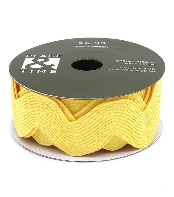 1.5" x 12' Spring Yellow Rick Rack Ribbon by Place & Time