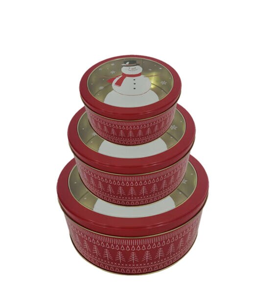 Christmas Snowman Tin With Window Lid by Place & Time