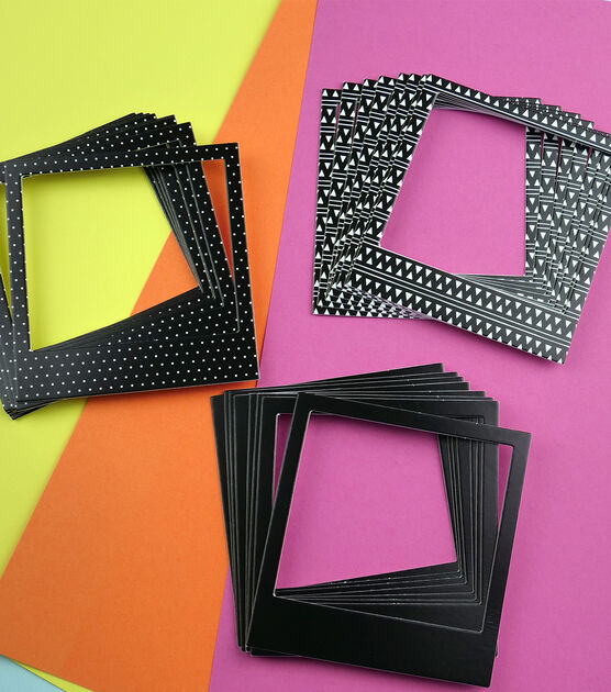 8pk Polka Dots on Black Die Cut Cardstock Photo Frames by Park Lane, , hi-res, image 4